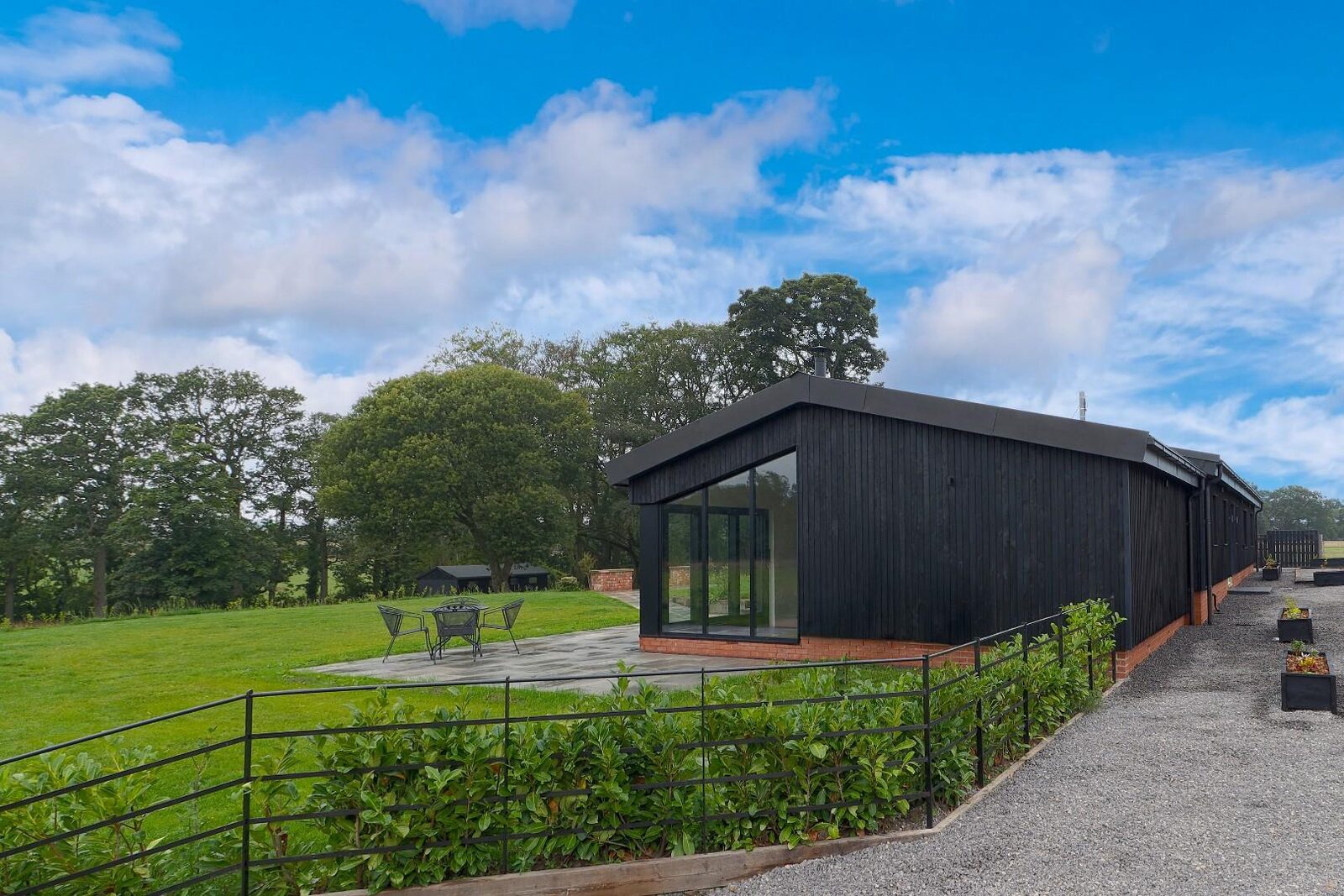 The finished barn conversion from the garden