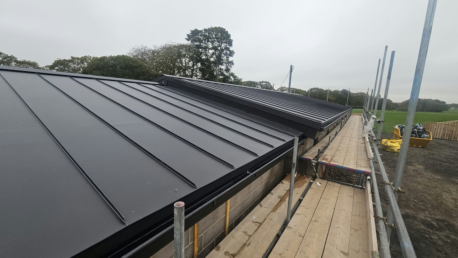 The roof finished with the scaffold still standing