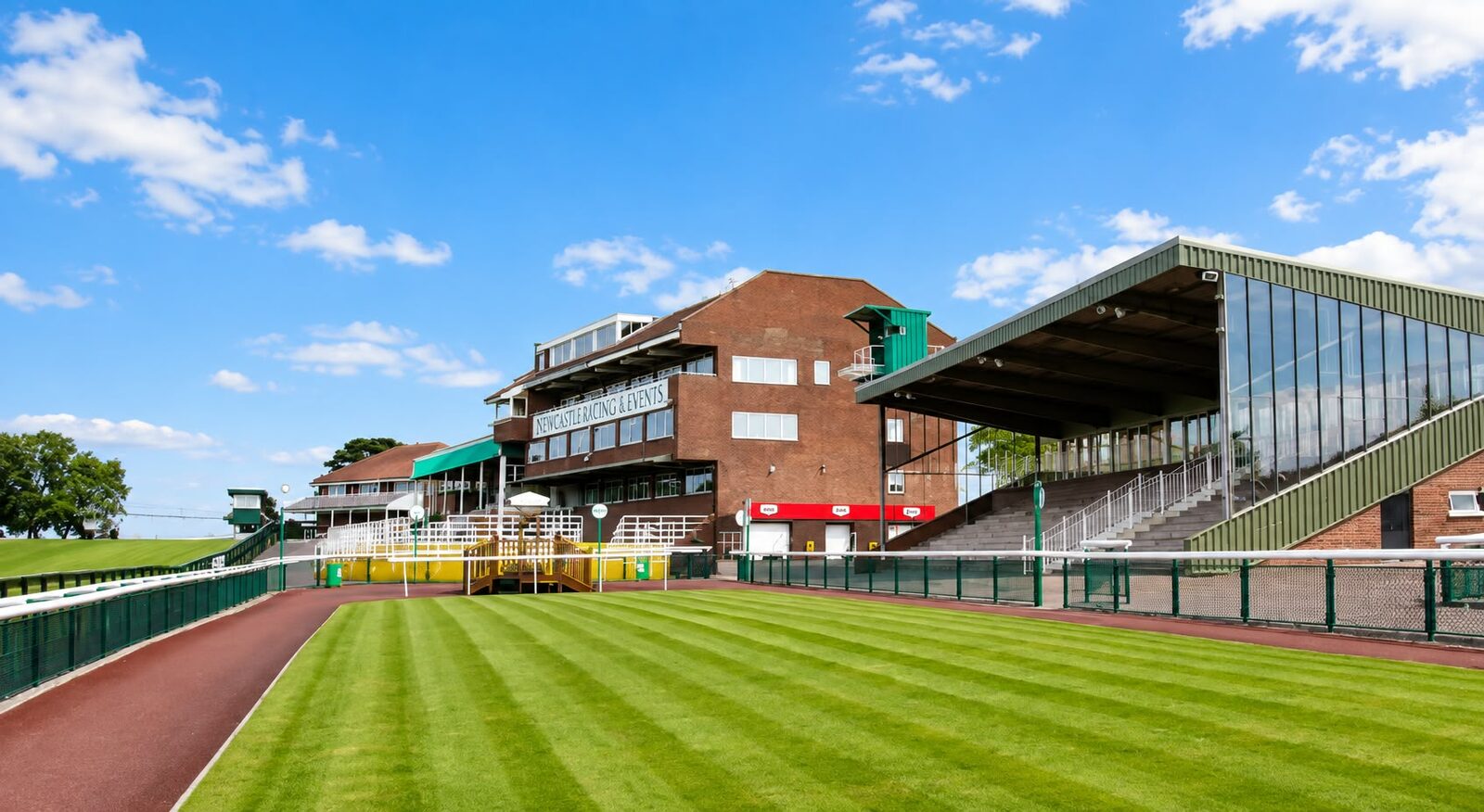 Sedgefield Racecourse, looking across the track to the grandstand.